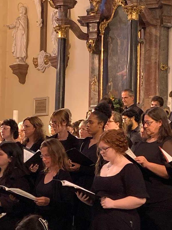 Converse music students singing for an audience at Germany's Festival Week of Classical Music in Oppenau, Germany.